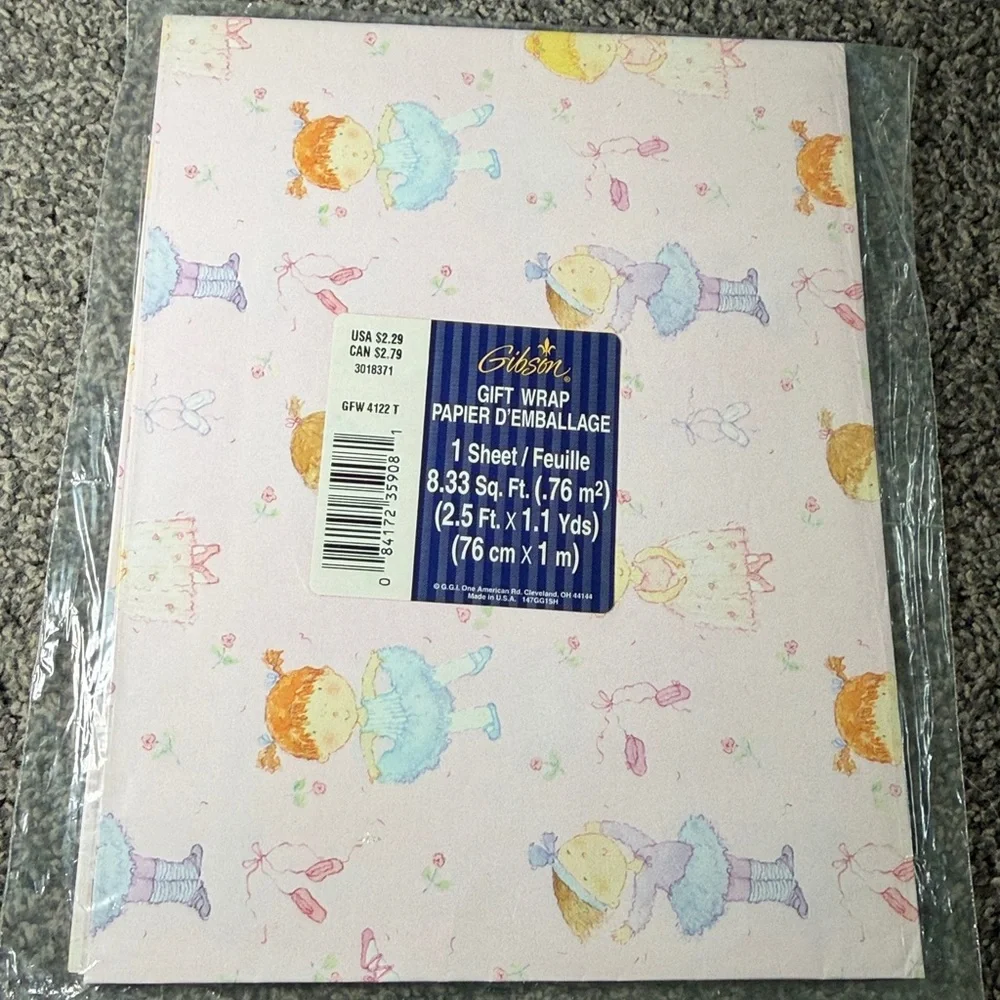 5/$25 VINTAGE Birthday Wrapping Paper Ballerina Girl
